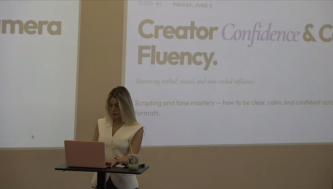 Workshop session on creator confidence and communication fluency
